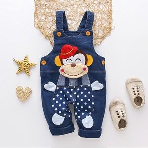 PatPat Baby clothes.  denim shorts with suspenders.